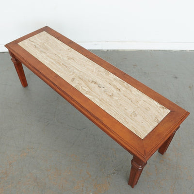 Wood and Travertine Inlay Bench