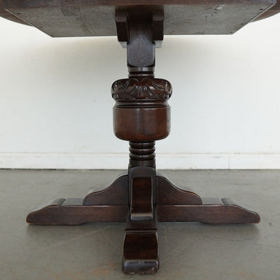 Vintage Jaycee English Oak Extendable Pedestal Dining Table