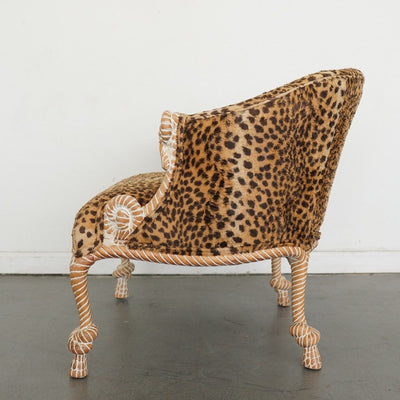 Napoleon III Style Rope-Carved Leopard Print Accent Chair