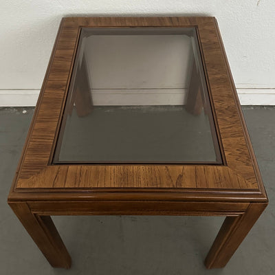Vintage Drexel Heritage Accolade Collection Glass-Top End Table