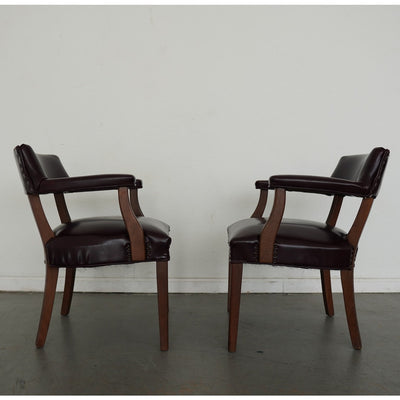 Hickory Leather Co. Burgundy Arm Chairs (Set of 2)