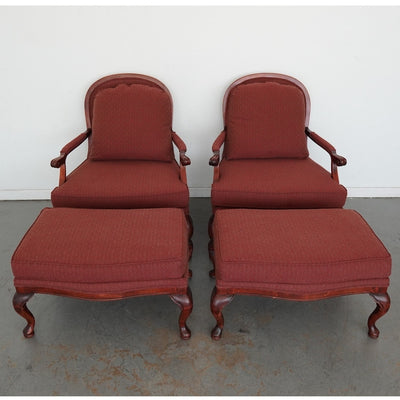Vintage Bassett French Provincial Lounge Chairs & Ottomans (Set of 4)