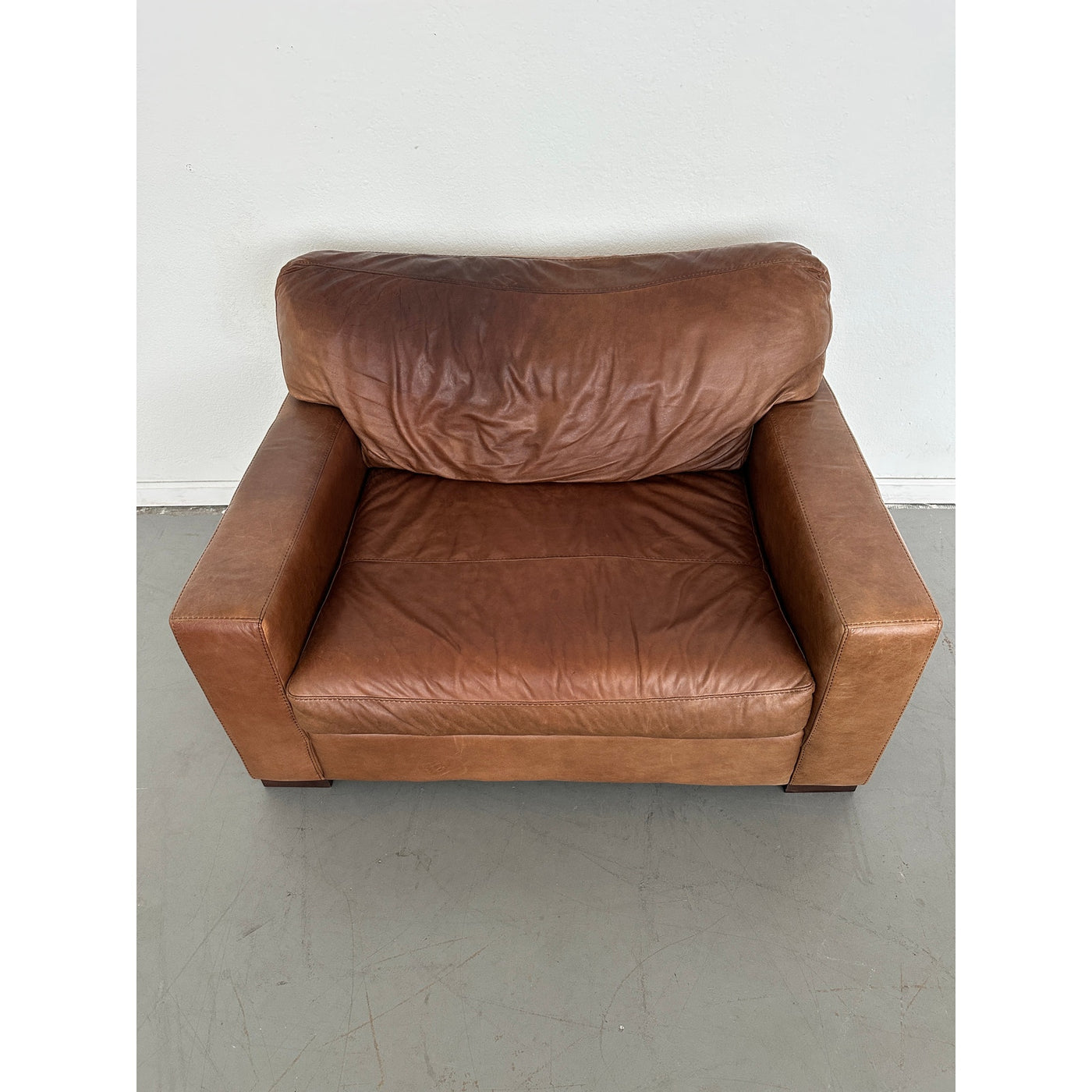 Softline Leather Chair & a Half and Ottoman