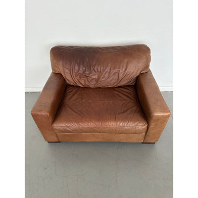 Softline Leather Chair & a Half and Ottoman