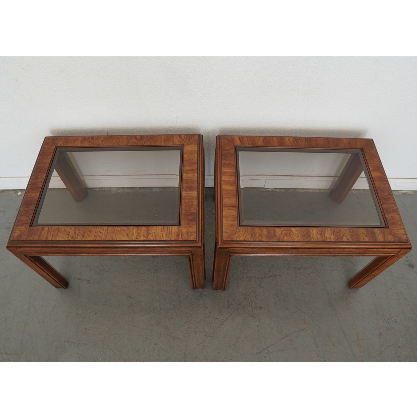 Vintage Drexel Heritage Accolade Collection Glass-Top End Tables (Set of 2)