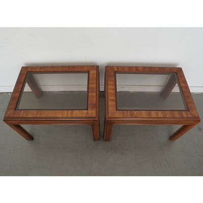 Vintage Drexel Heritage Accolade Collection Glass-Top End Tables (Set of 2)