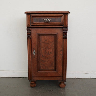 Antique Carved Walnut Bedside Cabinet