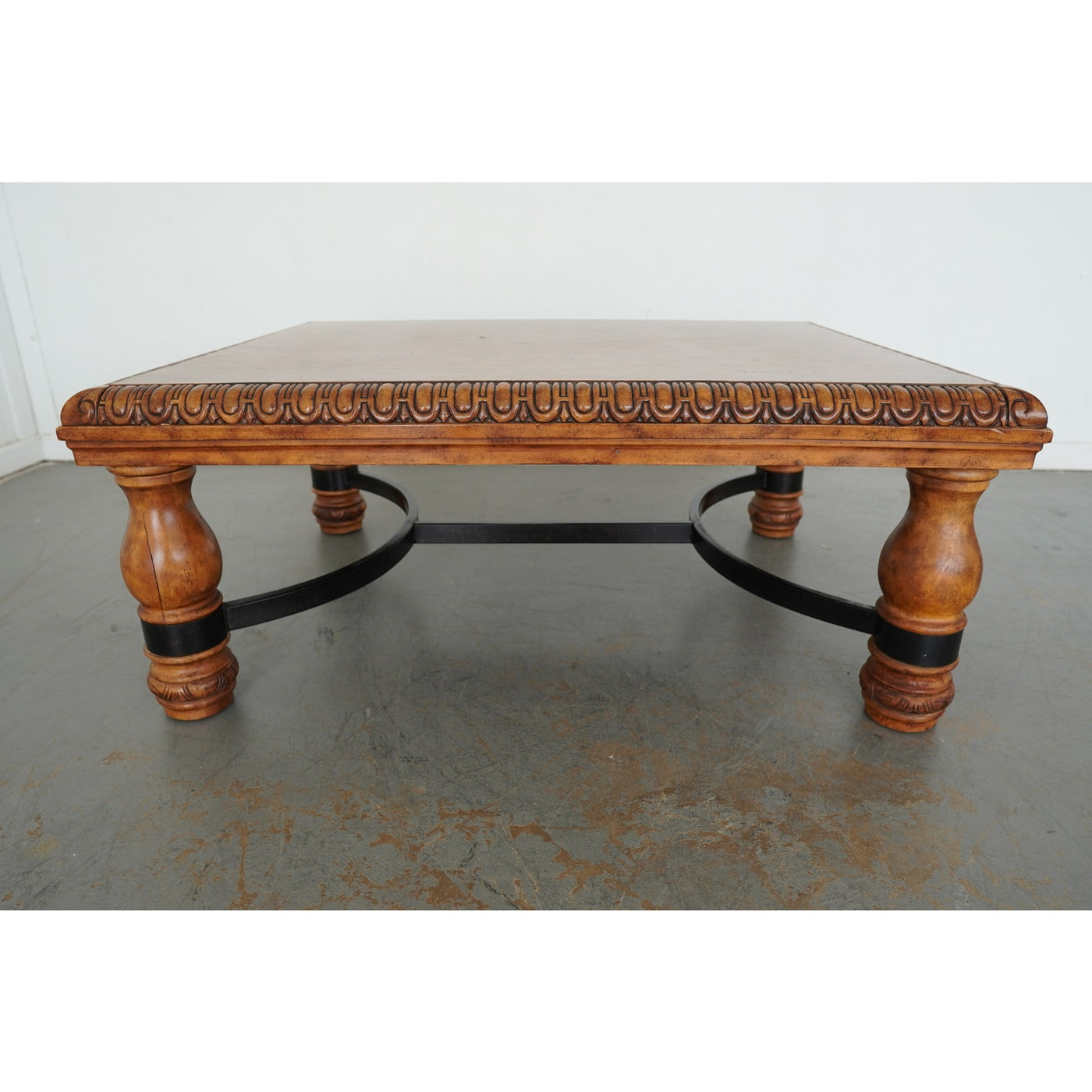 Ethan Allen Square Carved Coffee Table