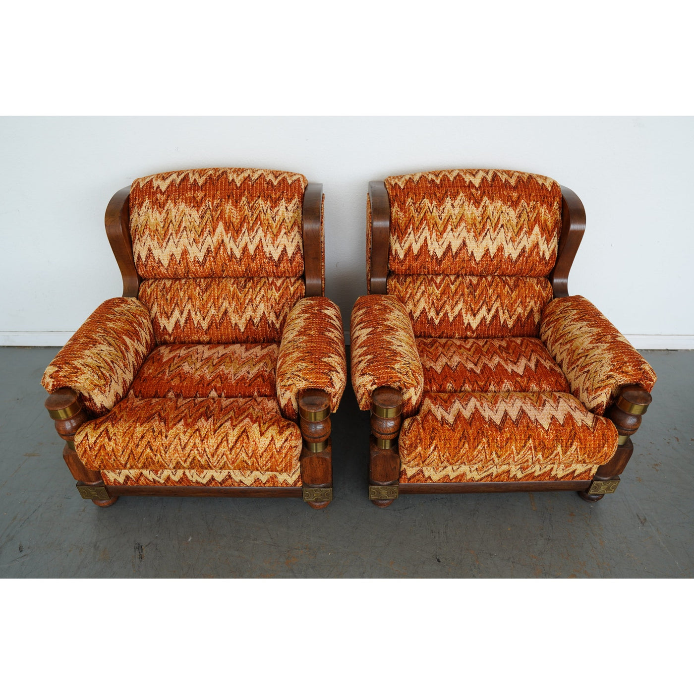 Vintage Riverside Upholstery Lounge Chairs & Ottomans (Set of 4)