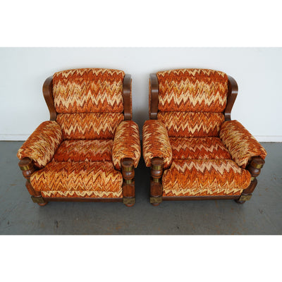 Vintage Riverside Upholstery Lounge Chairs & Ottomans (Set of 4)