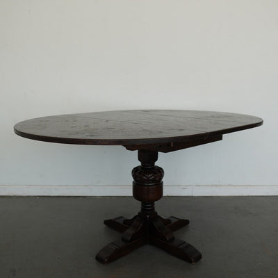 Vintage Jaycee English Oak Extendable Pedestal Dining Table