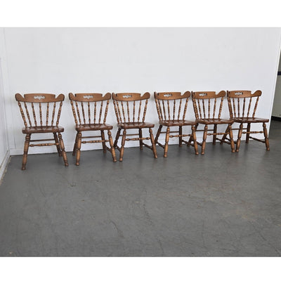 Vintage Tell City Solid Maple Colonial Spindle Back Side Chair (Set of 6)