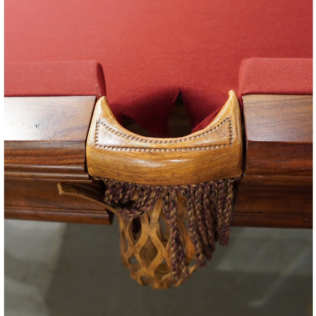 Solid Wood Pool Table – Ornate Carved Legs – 3-Piece Slate