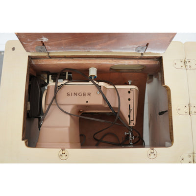 Vintage Singer Sewing Machine in French Provincial Cabinet