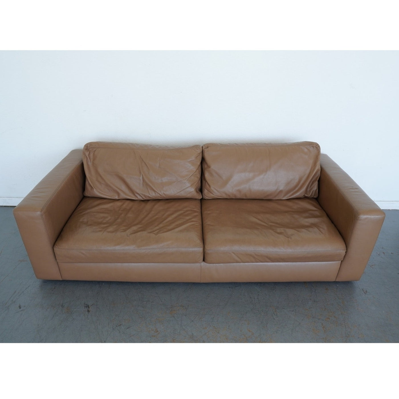 Design Within Reach Reid Leather Sofa & Ottoman