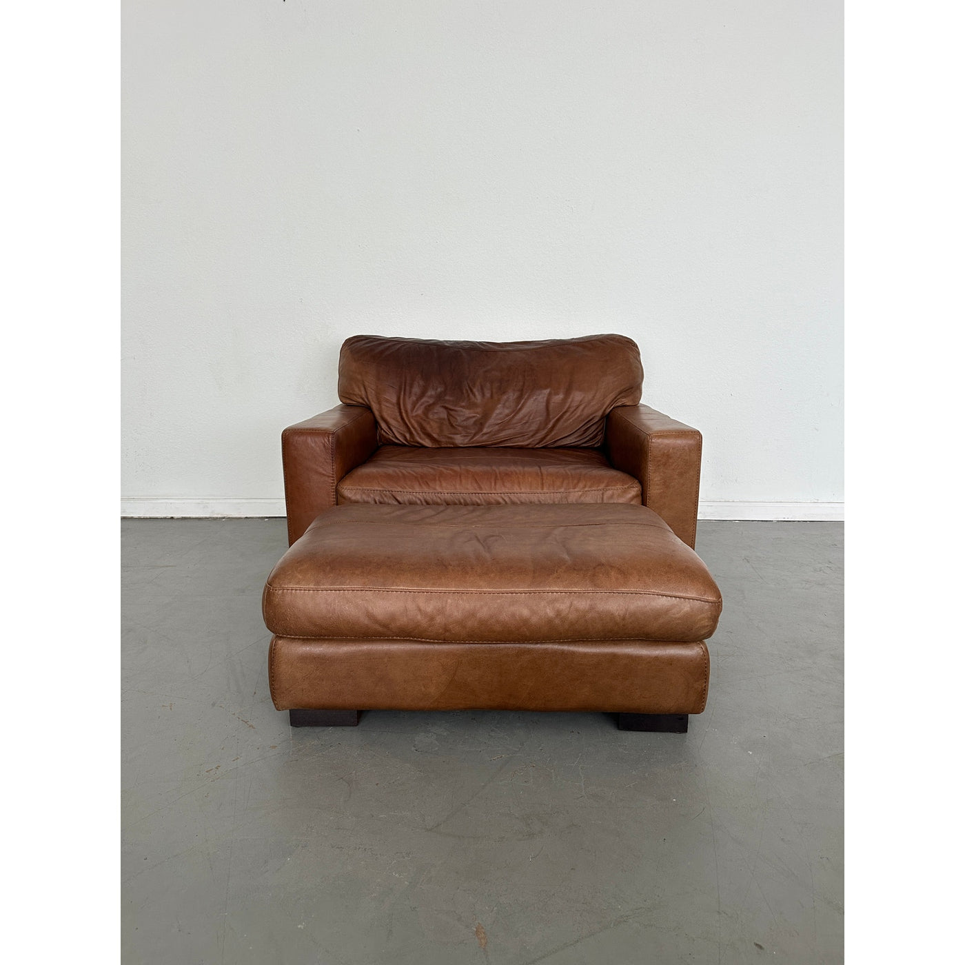 Softline Leather Chair & a Half and Ottoman