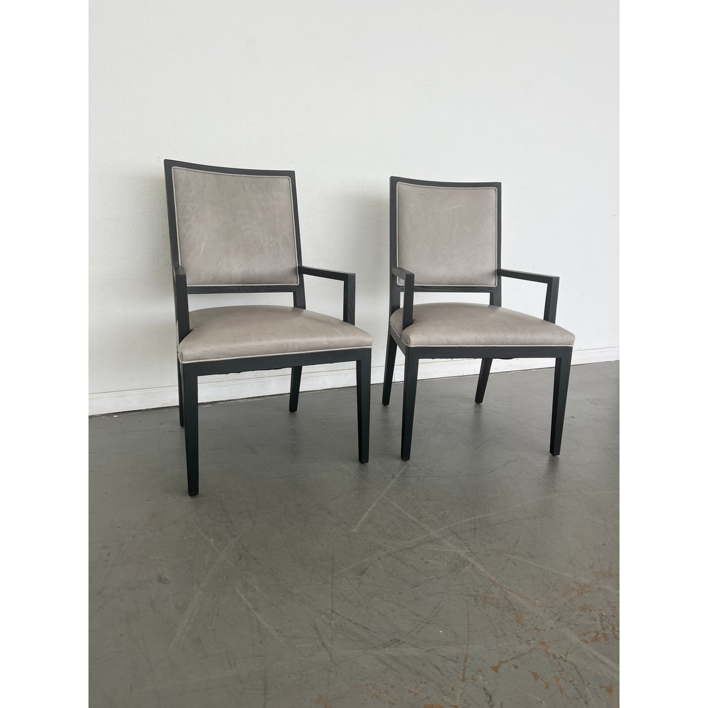 Restoration Hardware French Contemporary Leather Armchairs (Set of 2)