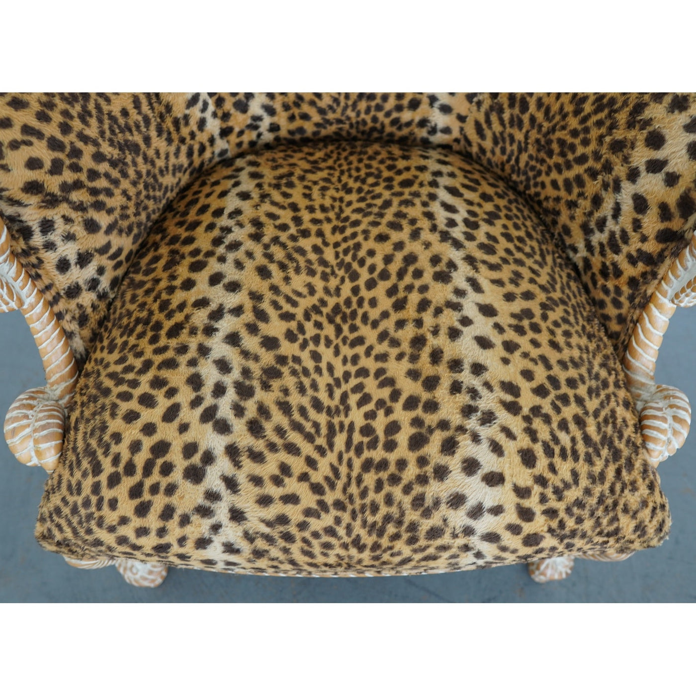 Napoleon III Style Rope-Carved Leopard Print Accent Chair