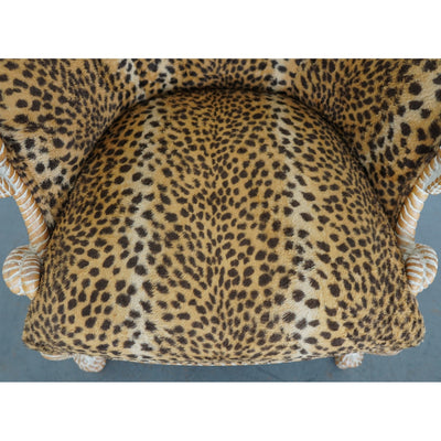 Napoleon III Style Rope-Carved Leopard Print Accent Chair