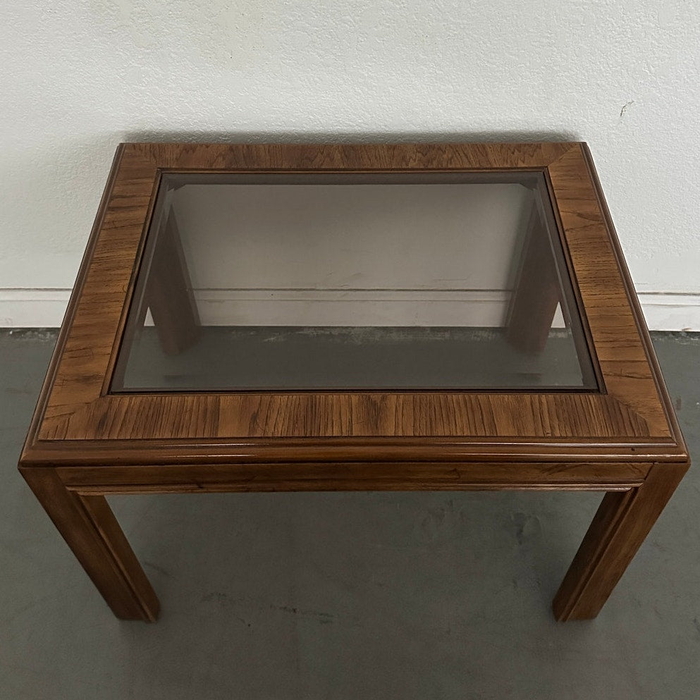 Vintage Drexel Heritage Accolade Collection Glass-Top End Table