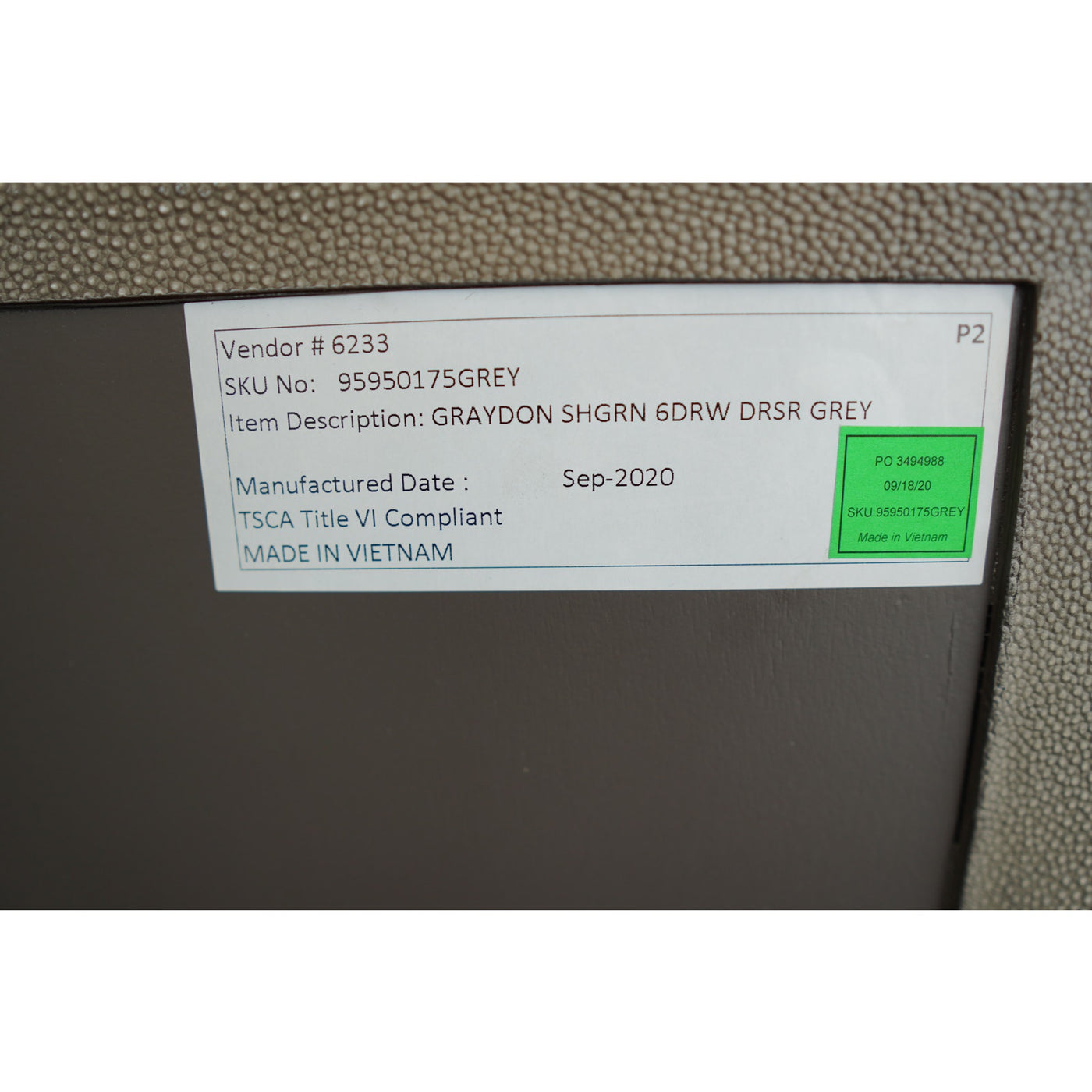 Restoration Hardware Graydon Shagreen 6-Drawer Dresser