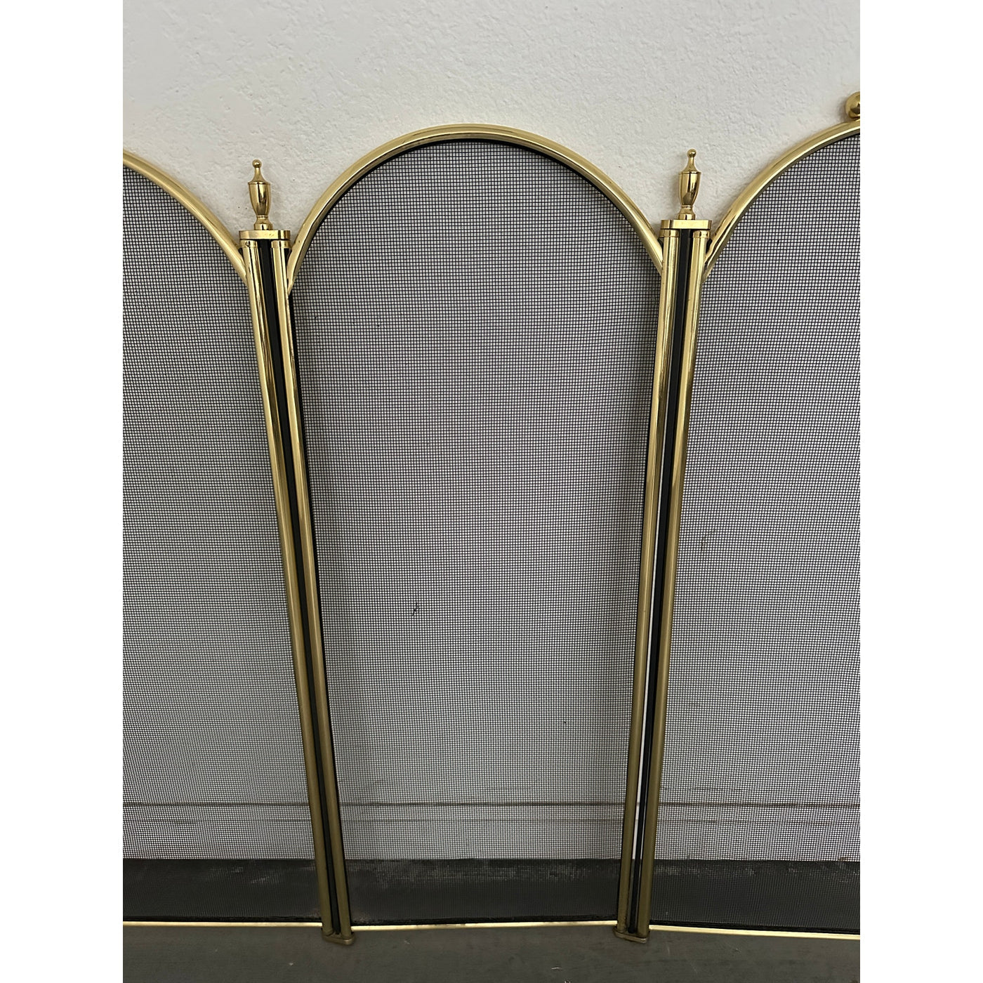 Vintage Brass Fireplace Tool Set & 4-Panel Screen (Set of 2)