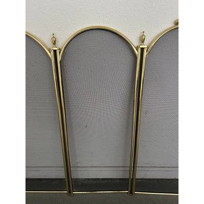 Vintage Brass Fireplace Tool Set & 4-Panel Screen (Set of 2)