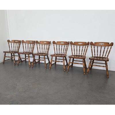 Vintage Tell City Solid Maple Colonial Spindle Back Side Chair (Set of 6)
