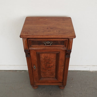 Antique Carved Walnut Bedside Cabinet