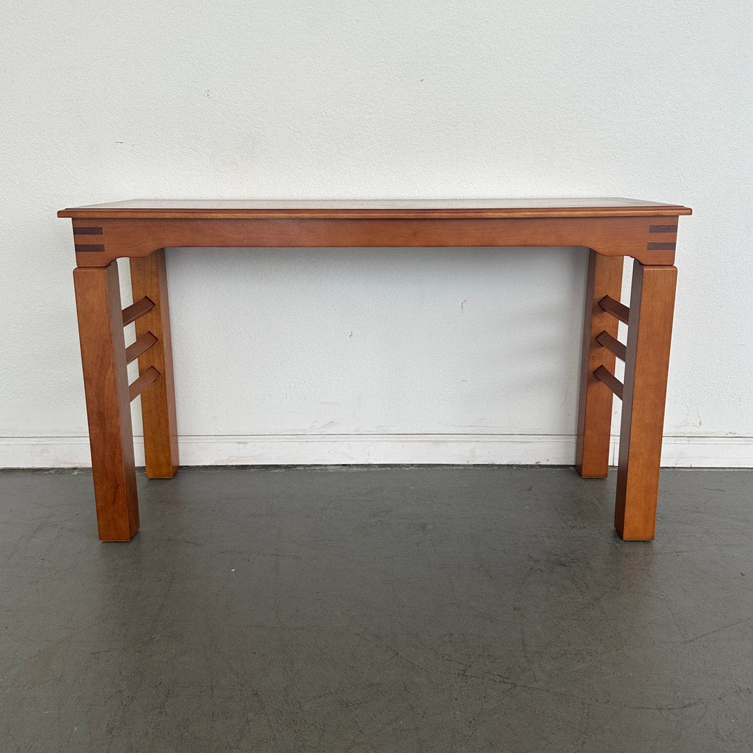 Mixed Wood Console Table with Inlay Top