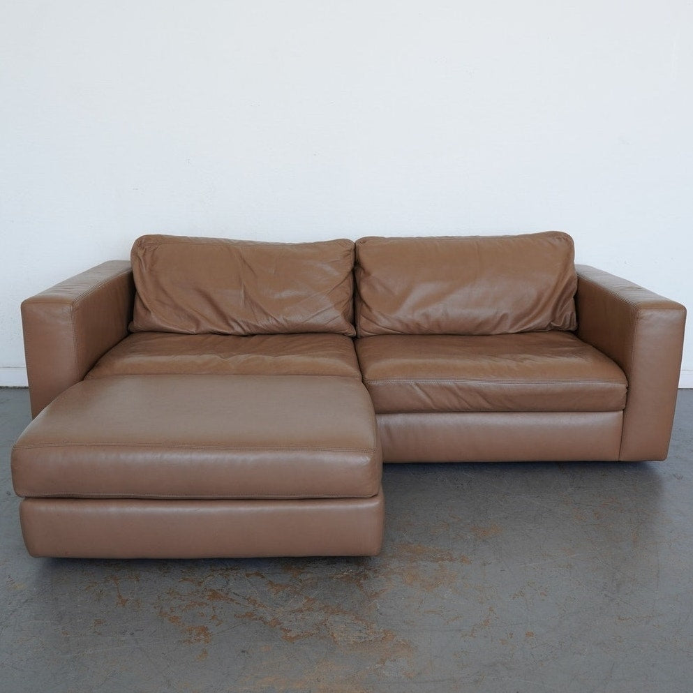 Design Within Reach Reid Leather Sofa & Ottoman
