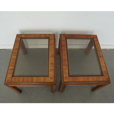 Vintage Drexel Heritage Accolade Collection Glass-Top End Tables (Set of 2)