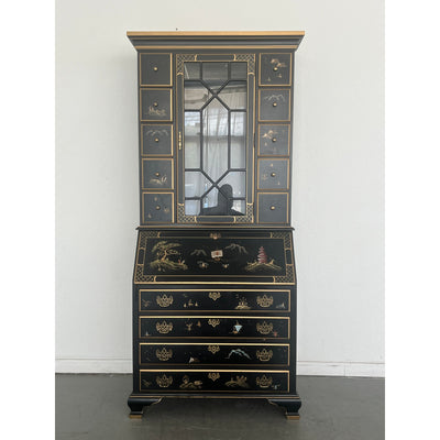 Vintage Jasper Cabinet Co. Black Lacquer Secretary Desk