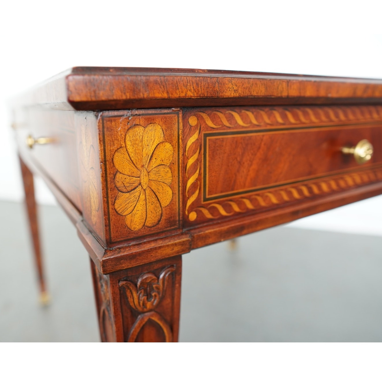 Maitland Smith Green Leather Top Game Table