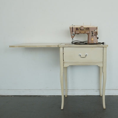 Vintage Singer Sewing Machine in French Provincial Cabinet