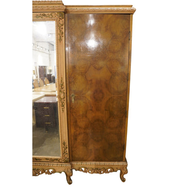 Antique French Rococo Revival Triple Wardrobe Armoire