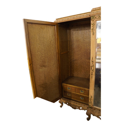 Antique French Rococo Revival Triple Wardrobe Armoire