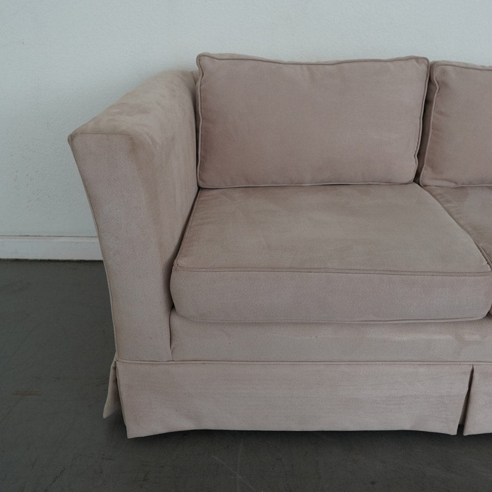 Vintage Drexel Heritage Skirted Suede Sofa