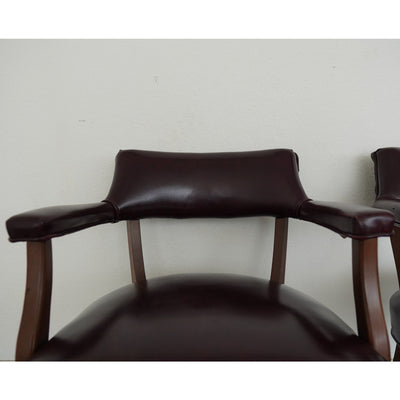 Hickory Leather Co. Burgundy Arm Chairs (Set of 2)