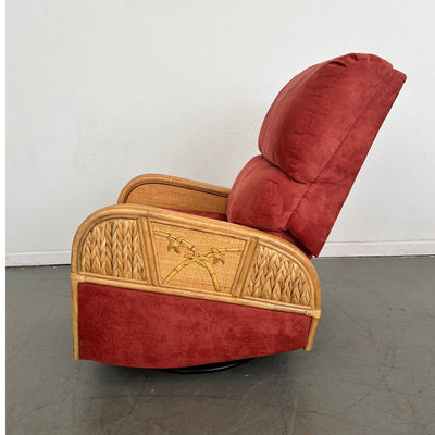Vintage Rattan Swivel Glider Recliner