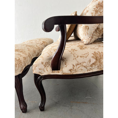 Vintage French Provincial Lounge Chairs & Ottomans (Set of 2)