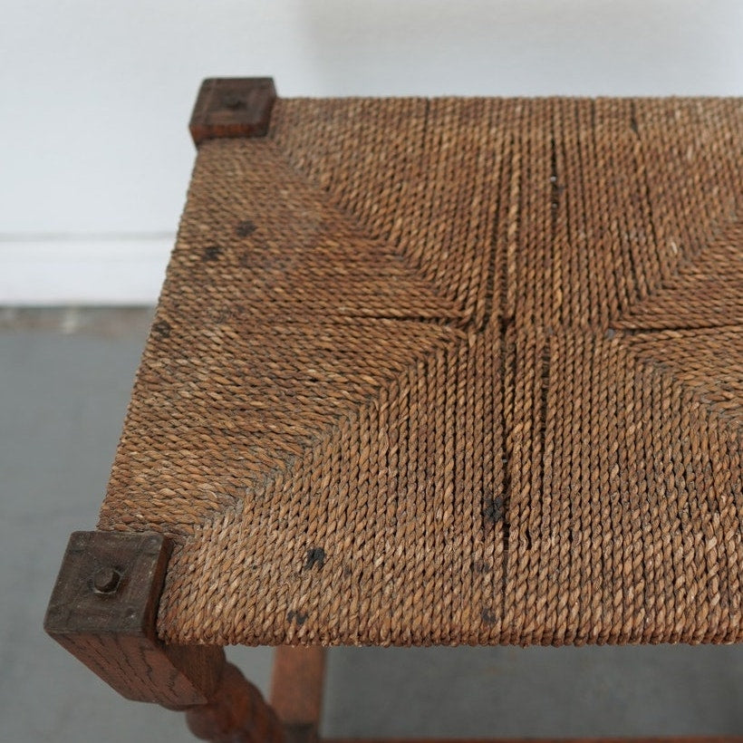 Antique Barley Twist Rush Seat Stool