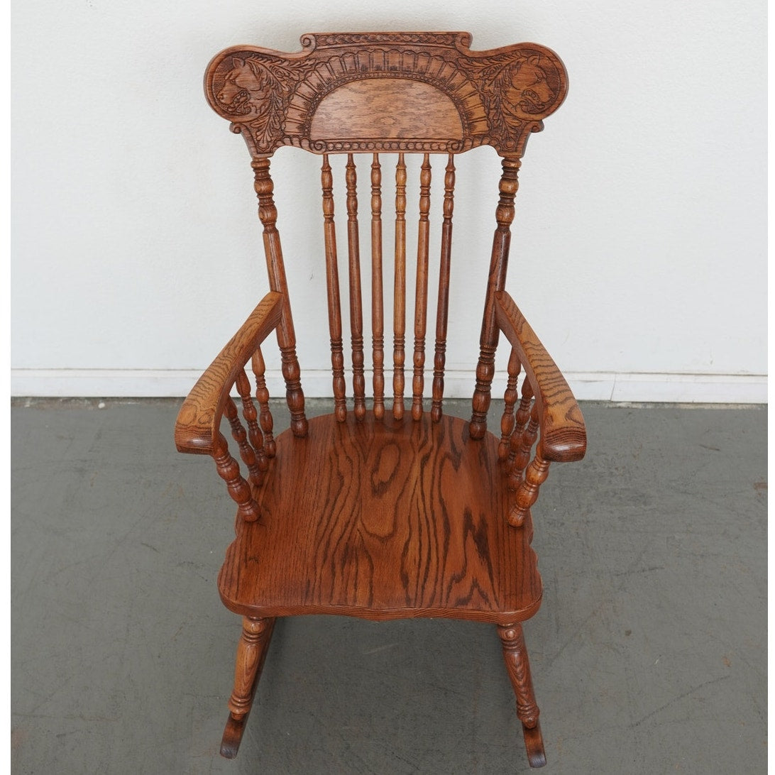Vintage Carved Oak Rocking Chair