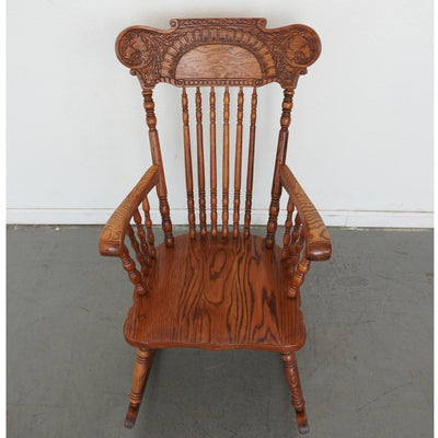 Vintage Carved Oak Rocking Chair