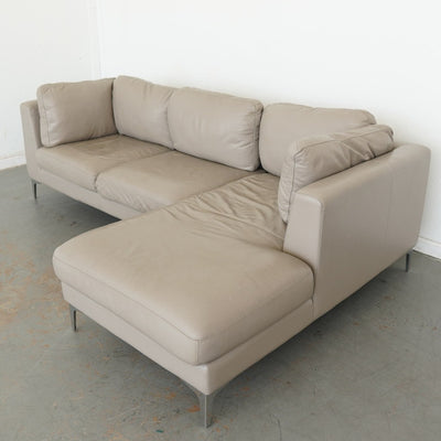 Design Within Reach Albert Leather Sofa with Chaise