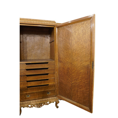 Antique French Rococo Revival Triple Wardrobe Armoire