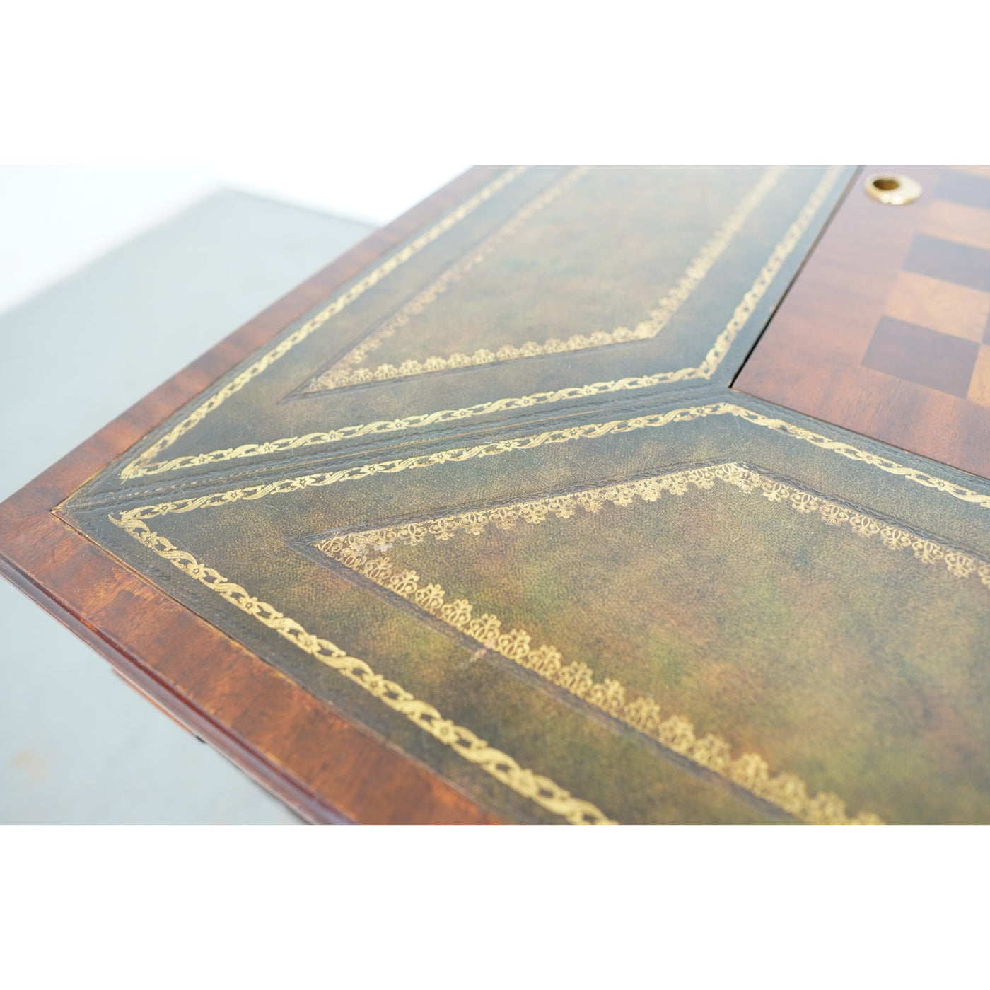 Maitland Smith Green Leather Top Game Table