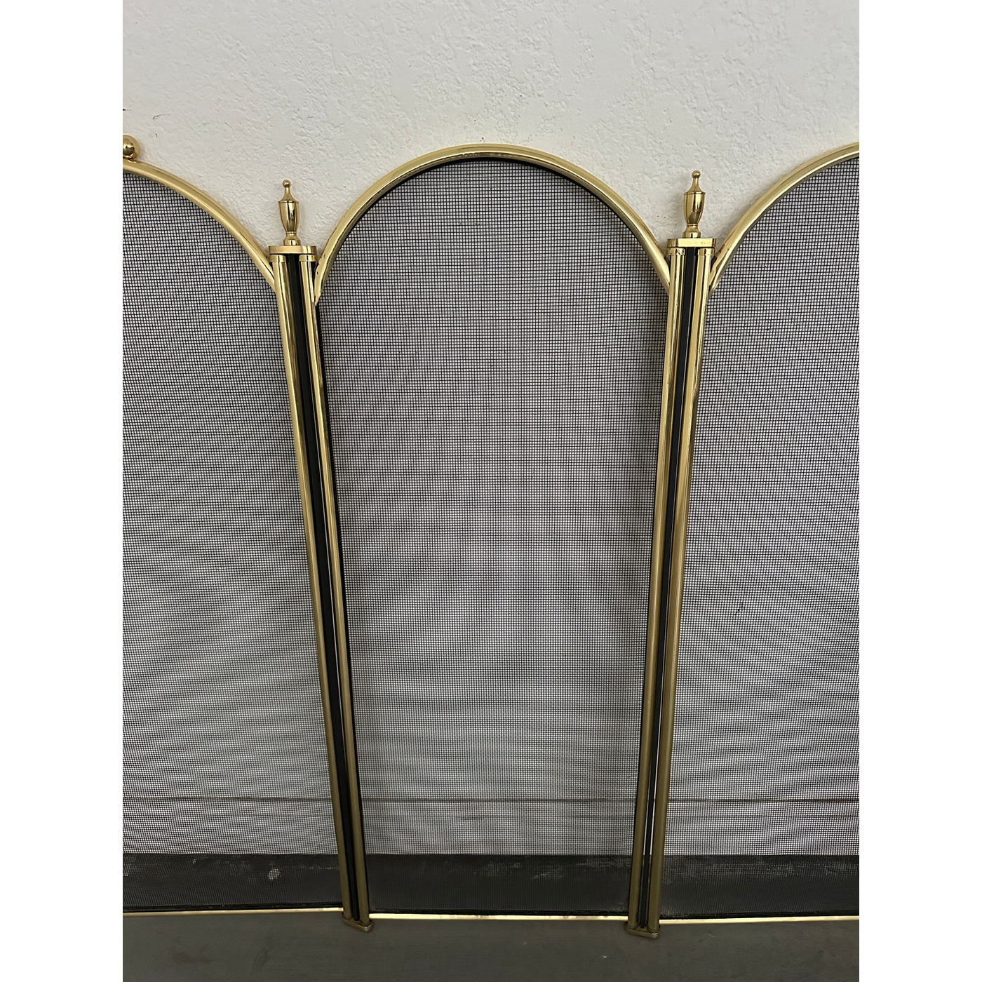 Vintage Brass Fireplace Tool Set & 4-Panel Screen (Set of 2)