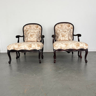 Vintage French Provincial Lounge Chairs & Ottomans (Set of 2)