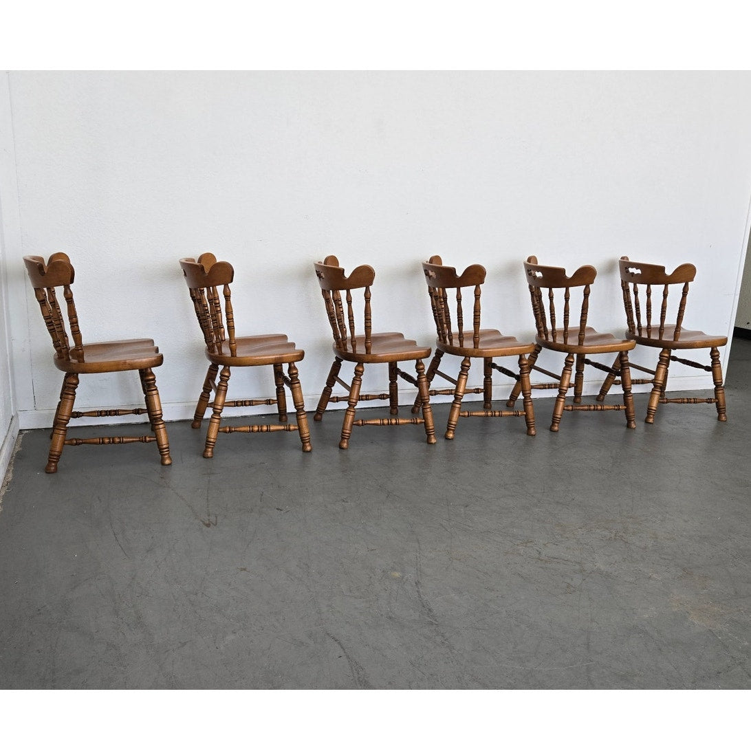 Vintage Tell City Solid Maple Colonial Spindle Back Side Chair (Set of 6)
